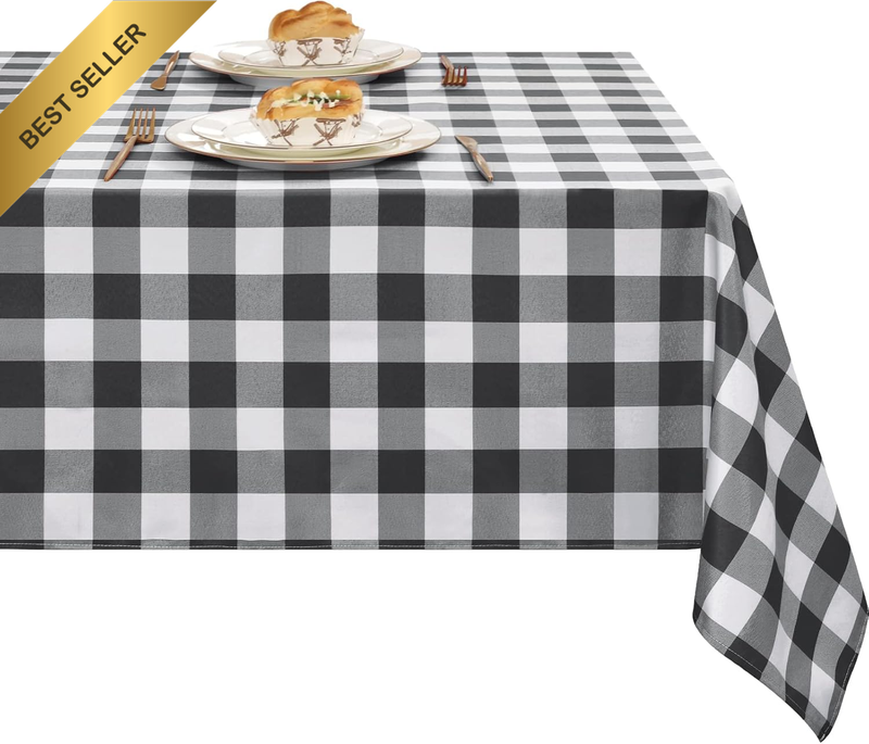 Checkered Tablecloth Rectangle - Waterproof Wrinkle Free, Washable Plaid Table C