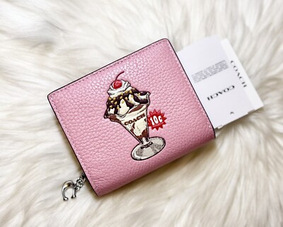 NWT Coach Snap Wallet With Sundae Graphic CU385 Cherry Blossom
