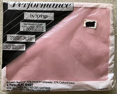 Vintage Performance By Springs Twilite 124 Thread Count Twin Flat Bedsheet Pink