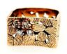 Diamond Handmade Dress Ring 14ct Yellow Gold Textured Band Vintage Jewellery-2.JPG