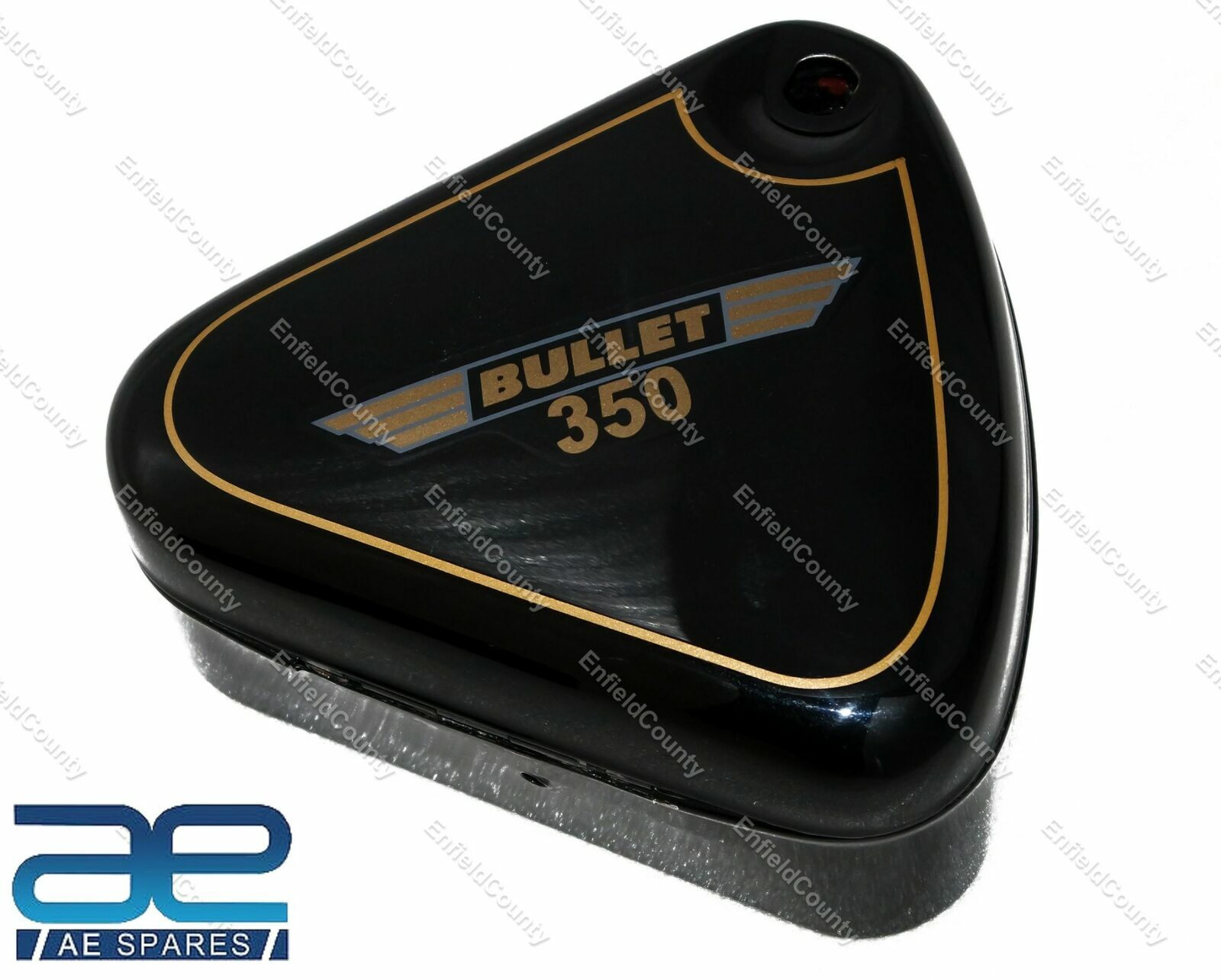 For Royal Enfield Bullet 350 Black Painted Curved Lid Steel Tool Boxes Pair 
