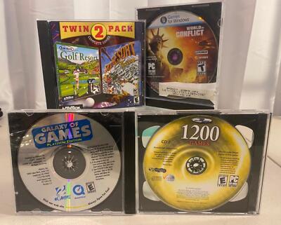 Lot Of 4 CD Rom Games For PC- Hours Of Games For Windows Various Publishers