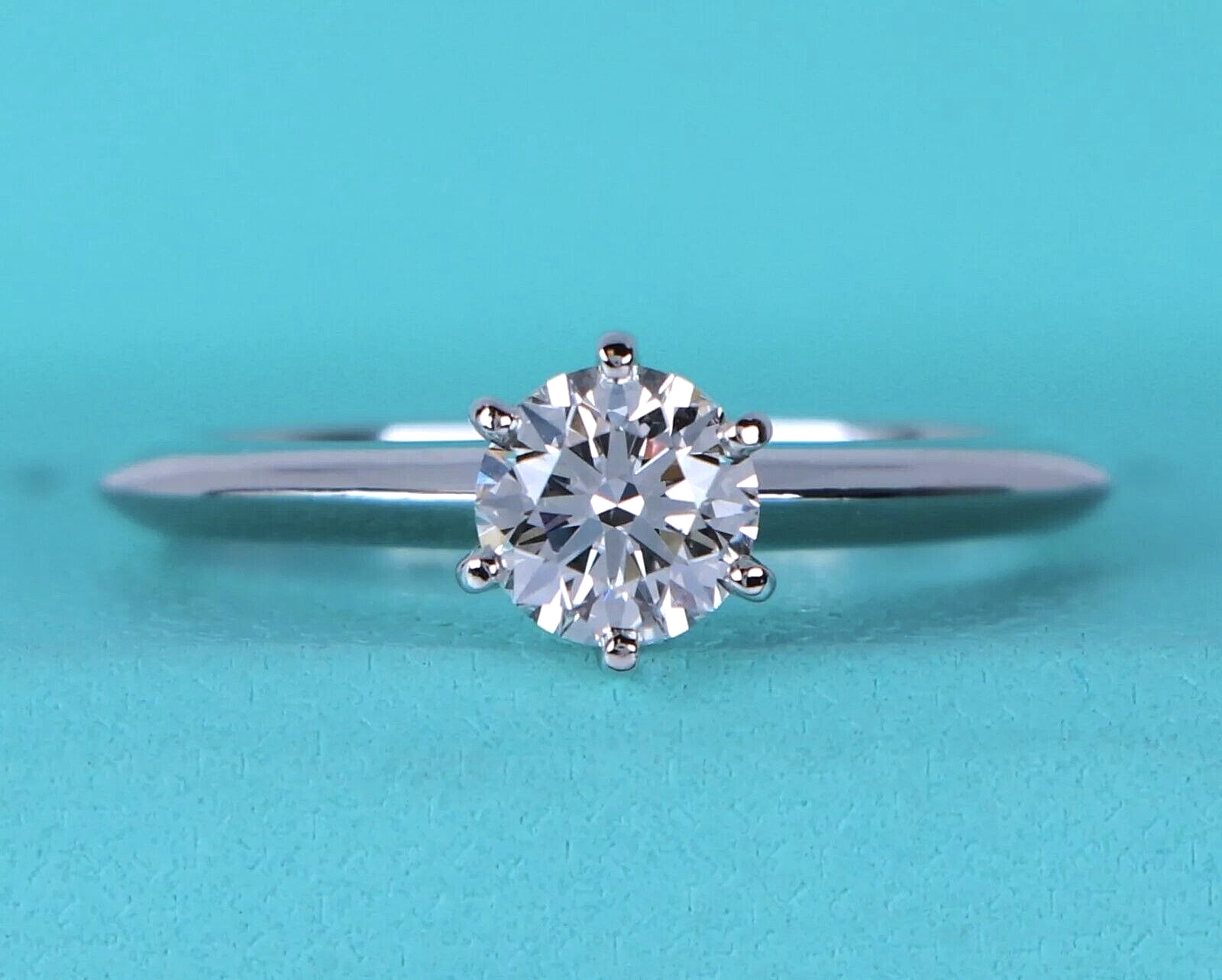 $7650 Tiffany & Co Solitaire Platinum 0.59ct Round G VS1 Diamond