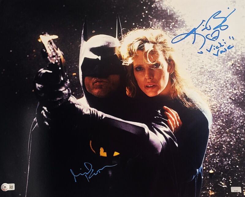 Michael Keaton "batman" & Kim Basinger "vicki Vale" Signed Auto 16x20 Photo Bas