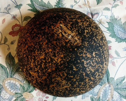 Vintage Turned Wood Dough Bowl w Paint