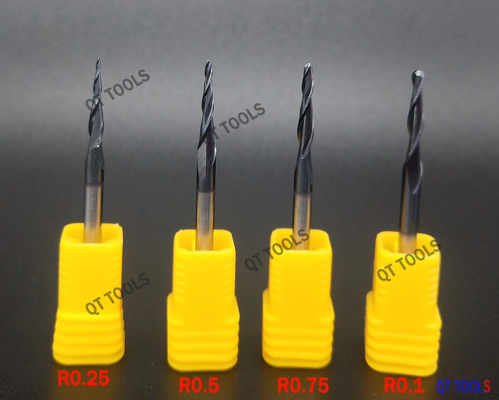 4Pcs Tapered Ball Nose End Mill Solid Carbide 15mm CNC Router Carving