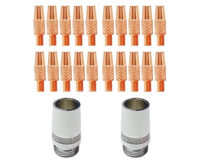 20 Contact Tips, 2 Nozzle 186405 For Miller Spoolmate 100 / 185 / 3035 Spool Gun