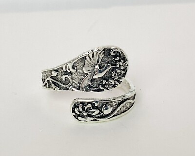 925 Sterling Silver Adjustable Size Hummingbird Spoon Ring
