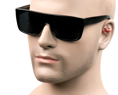 Gangster Flat Top Square Sunglasses OG LOC Style Super Dark Polarized Black K60P