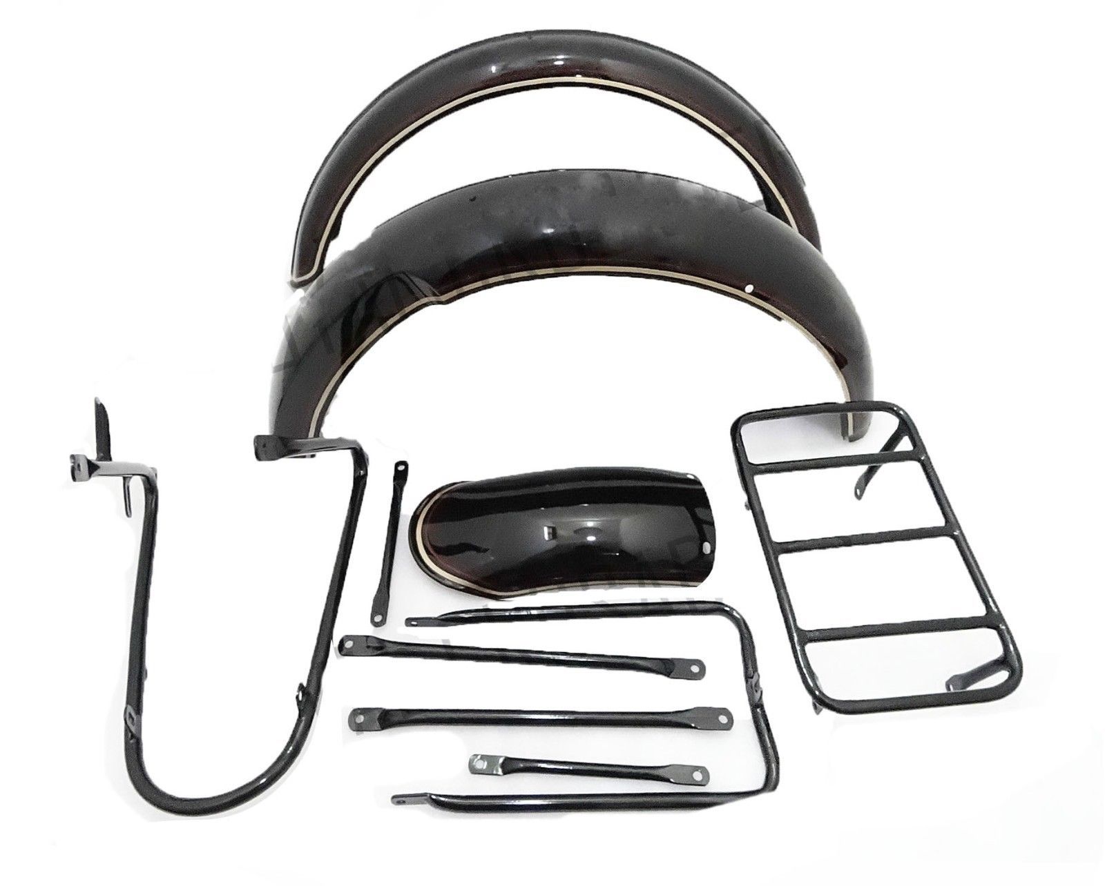 For Norton 16H Steel Black Front & Rear Mudguard Set With Complete stay Kit 