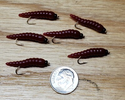 #10 ORG BH Rubber Stinger Grub Black Wet Fly 12 Crappie Trout Pan Fish,