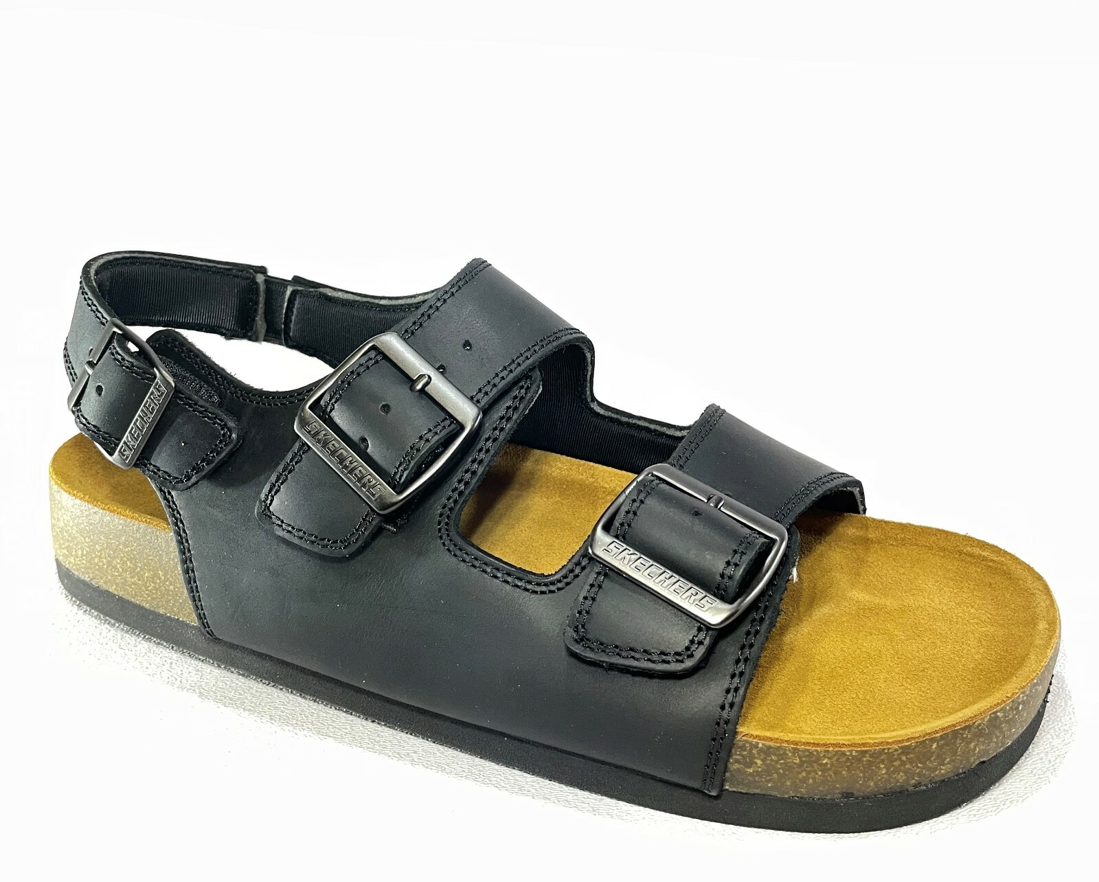 

Skechers KREVON-LAKESUN Mens 204095/BLK Черные регулируемые сандалии с 3 пряжками, Черный, 204095