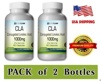 CLA 1000mg Capsules 60 Serv Pack Of 2 Easy to Swallow & Eco-Friendly