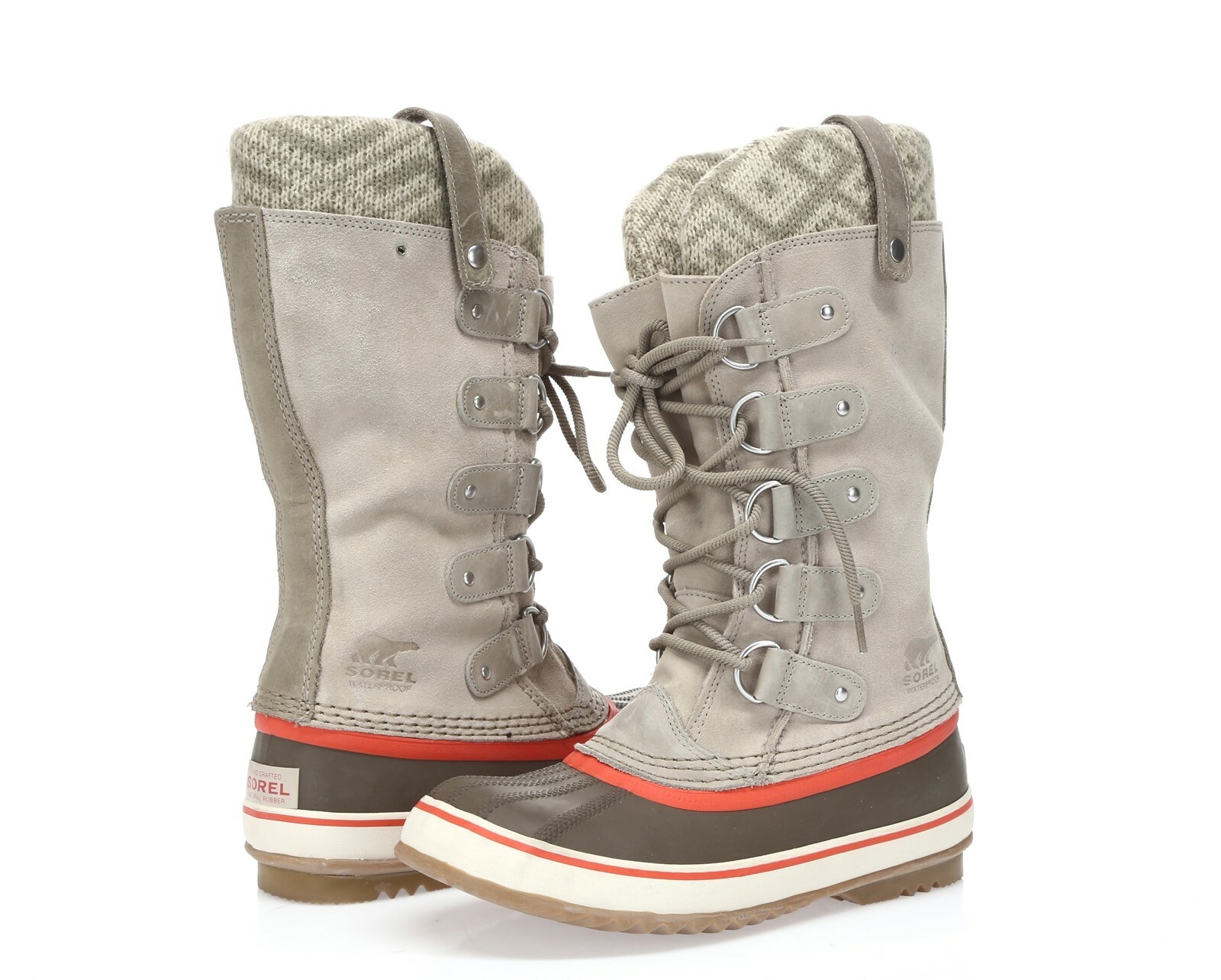 Womens SOREL gray / beige leather snow boots shoes sz. 7