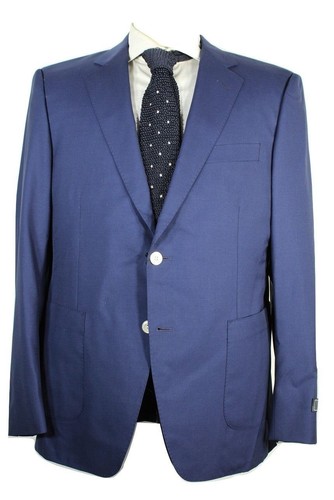 Pre-owned Samuelsohn – Navy Four-season Wool Blazer, Size 40 Short In Blue