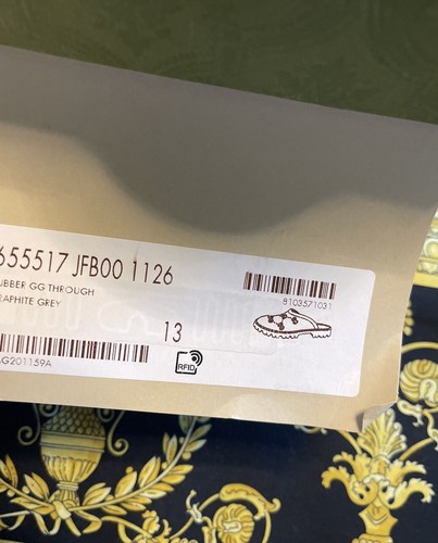 Pre-owned Gucci 100% Auth  Elea Rubber Clogs Crocs Mule Slides Gg Monogram 13 Us 13.5 In Gray