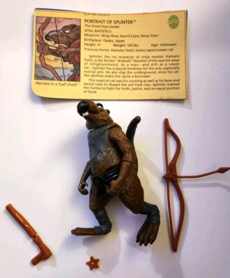 1988 Playmates Hard Head Splinter Vintage Action Figure Near Complete With Card