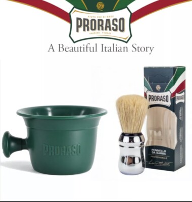 Proraso Shaving Set kit for men Brush Plastic Bowl Mug for Soap Lather Italy