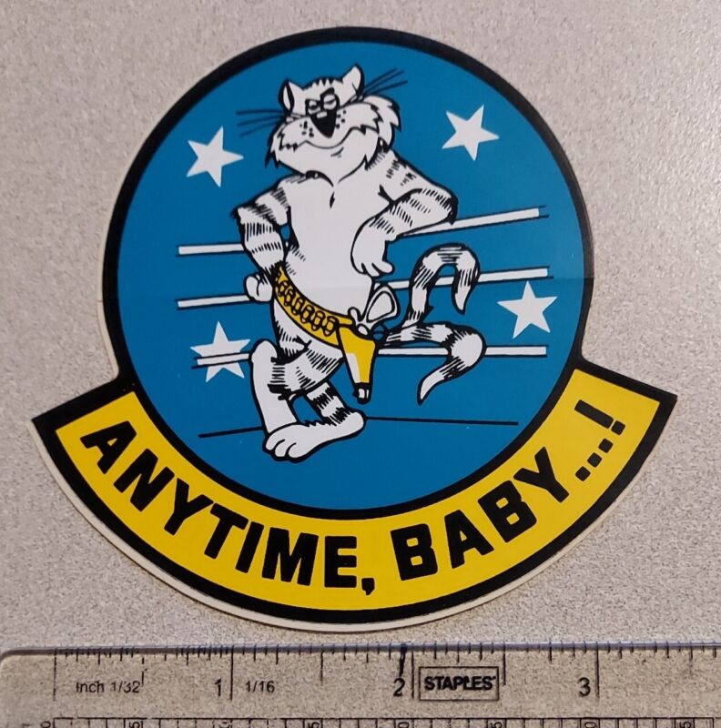 Vintage Grumman F-14 Tomcat "ANYTIME, BABY...!" 3-1/4" x 3-7/8" Sticker