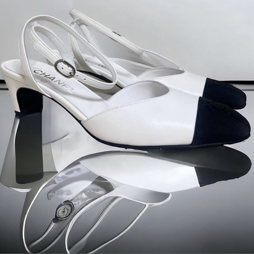 CHANEL CC logo Leather Ankle strap Slingback, 42 | eBay