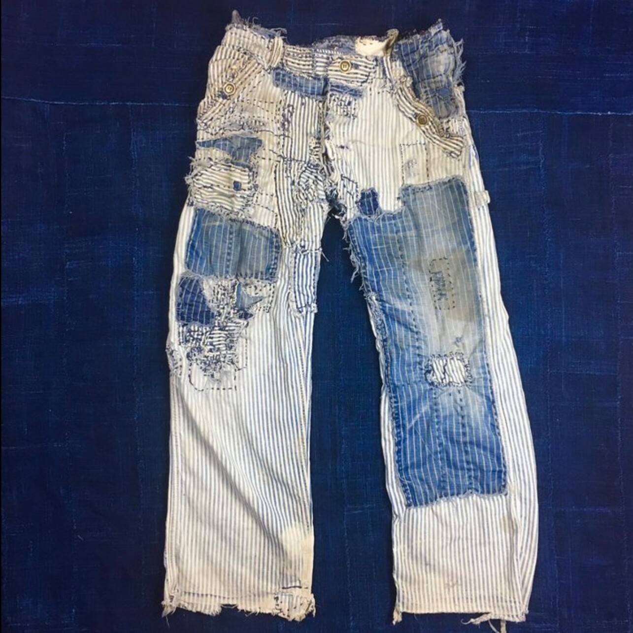 RRL Indigo Boro Patchwork Repaired Patched Shashiko Railroad RRL Indigo Boro Patchwork Repaired Patched Shashiko Railroad