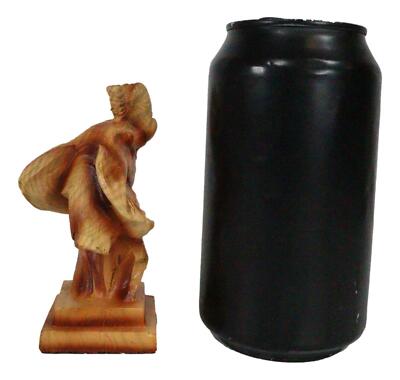 Small Safari Wildlife Elephant Bust With Trunk Up Faux Wood Carving Figurine