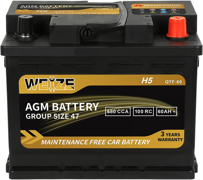 Platinum AGM Battery BCI Group 47-12V 60Ah H5 Size 47 Automo