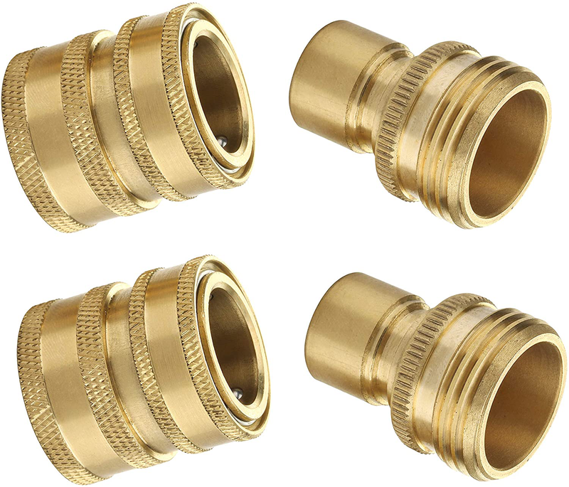 Quick Connect Fittings 3/4'' Solid Brass Quick Connector Set, 2-pack