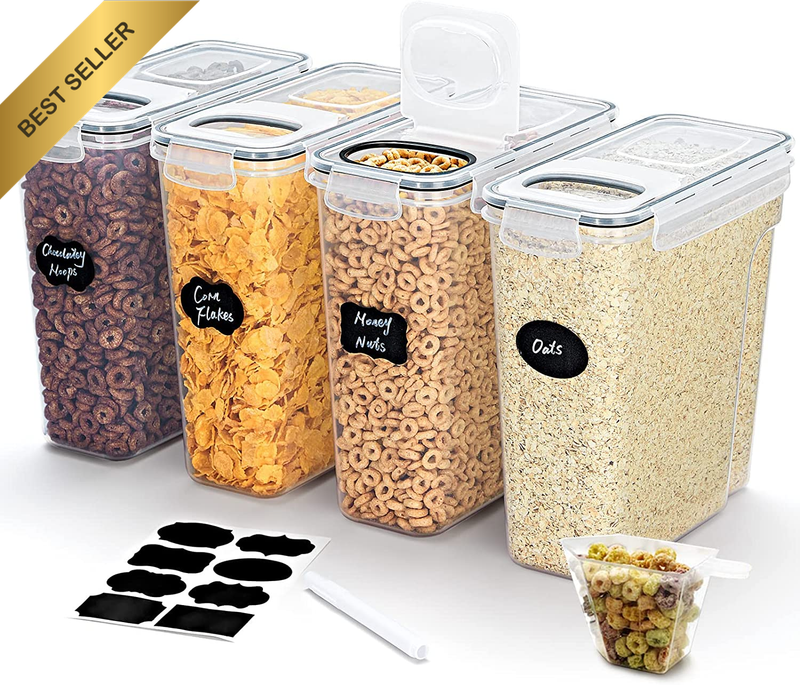 4L Cereal Containers Storage with Flip-Top Lids, 4Pcs Airtight Food Storage Cani