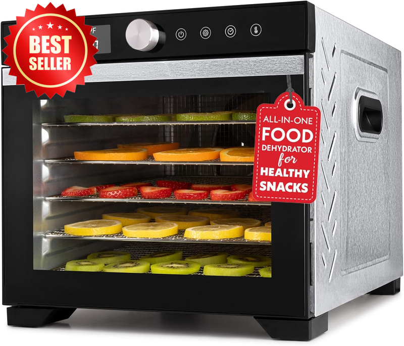 Digital Food Dehydrator 6 Tray Stainless Steel 360° Airflow 600W US   