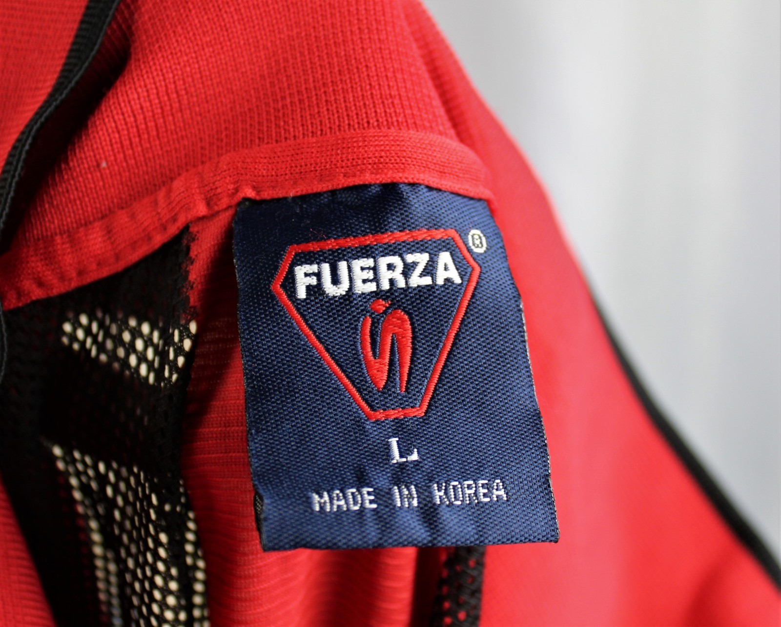 Fuerza Jersey Soccer Futbol Polo Men's Shirt Red Black Striped L Large Athletic