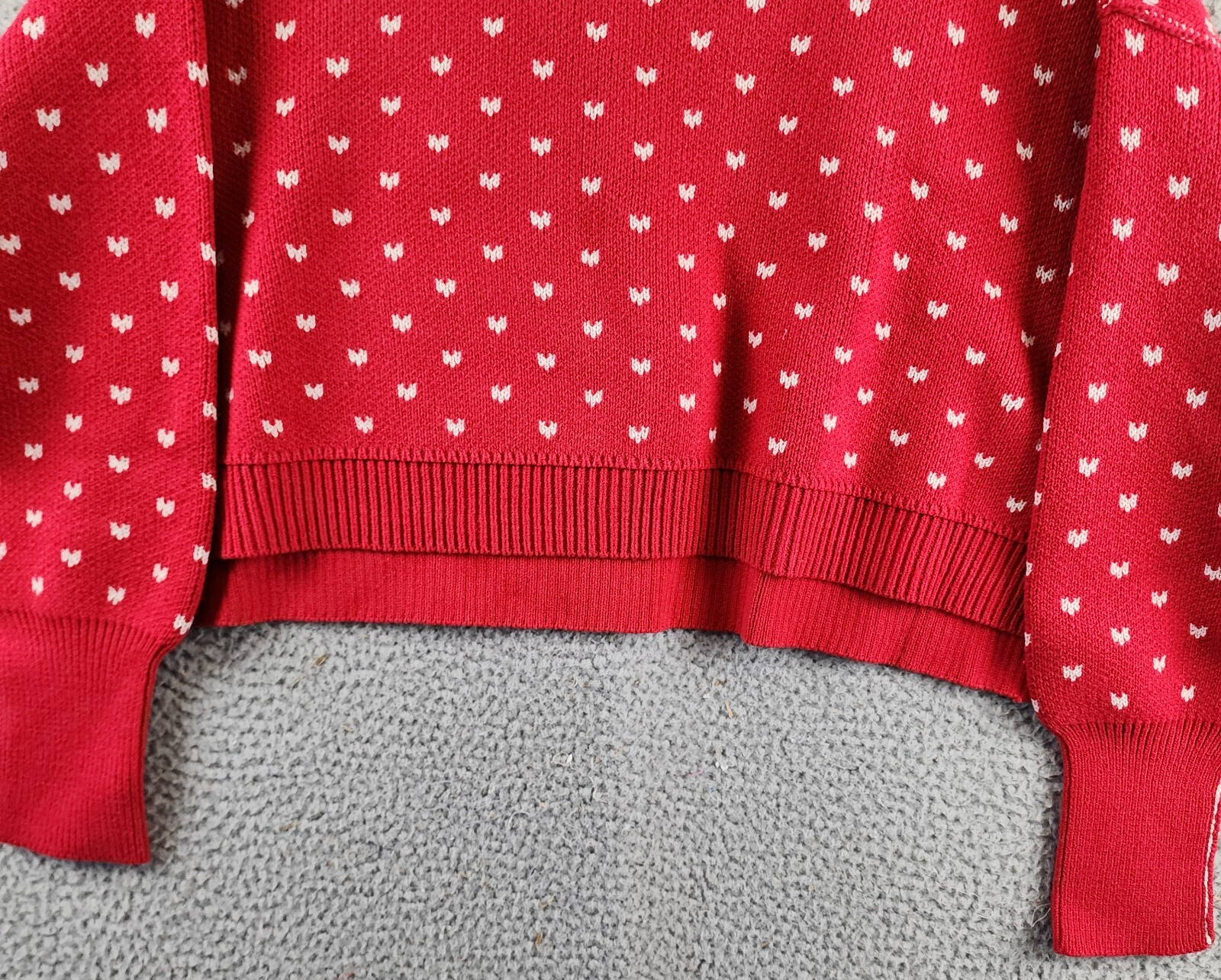 Free People Easy Street Patterned Crop Mock Sweater Women's XS Cherry Cream L/S - Picture 3 of 13