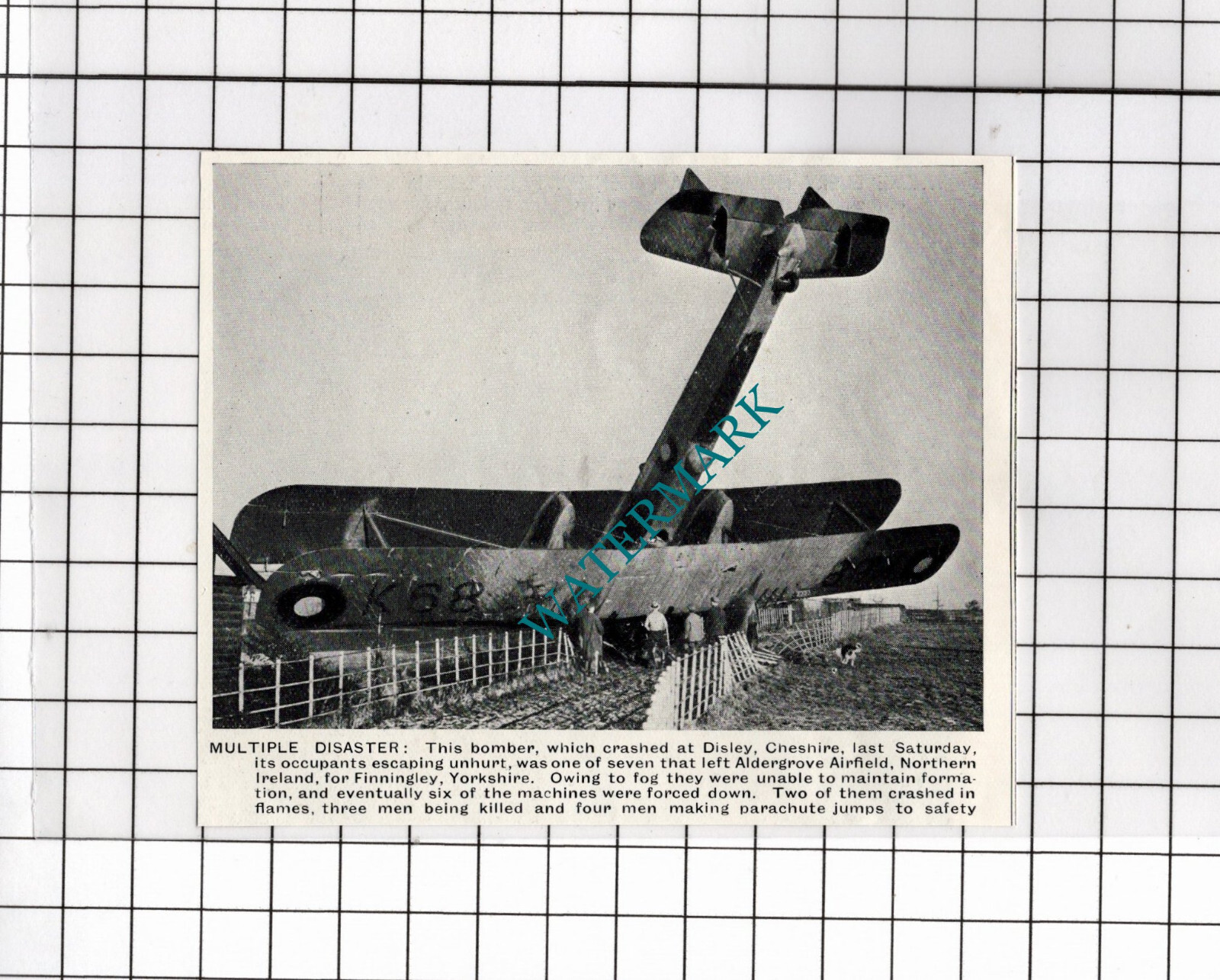 Disley Cheshire Bomber Plane Crash - 1936 Small...