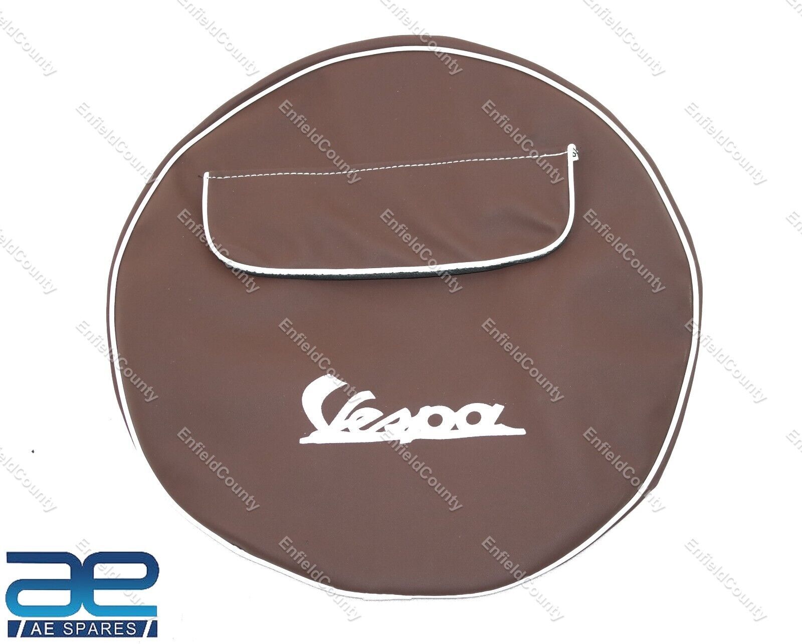 Vespa 8" Inch Spare Stepney Wheel Cover Brown With Pocket  