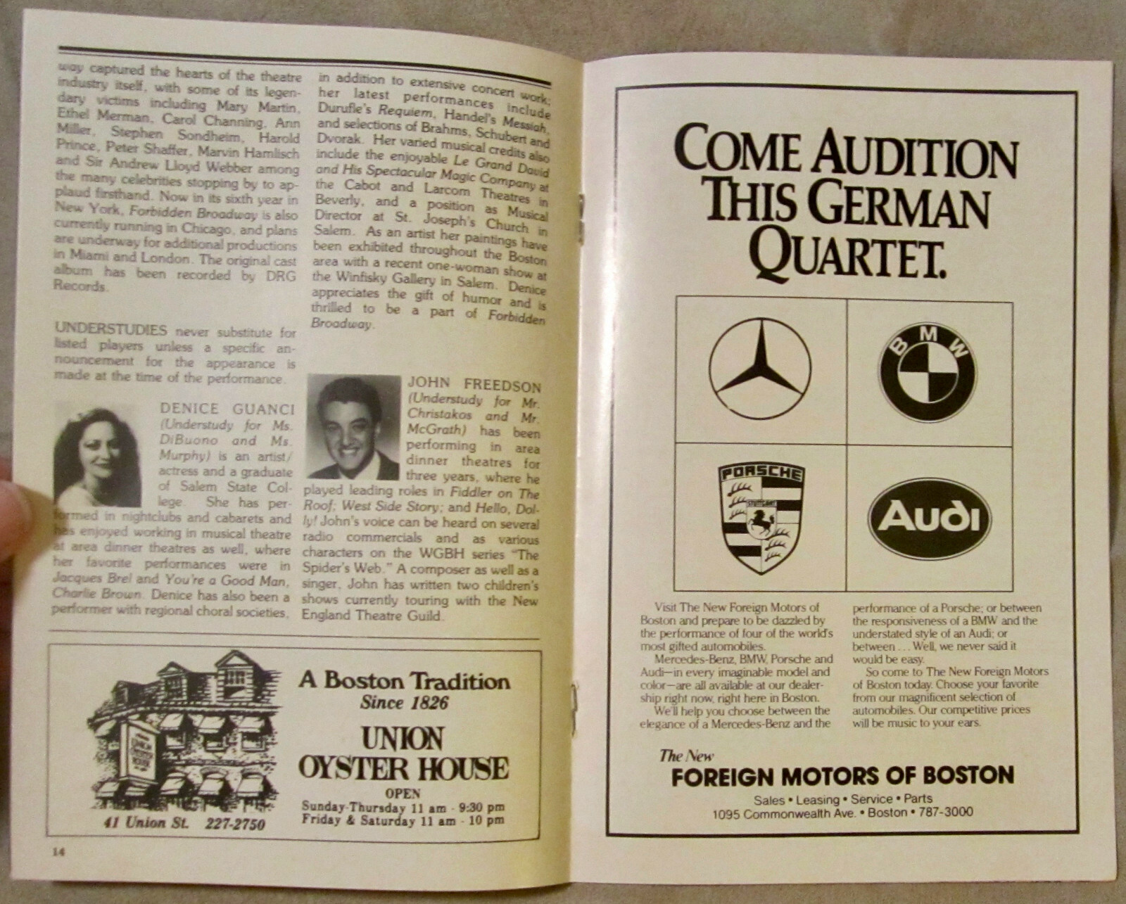 Playbill  Feb. '87,Terrace Room Cabaret Presents 