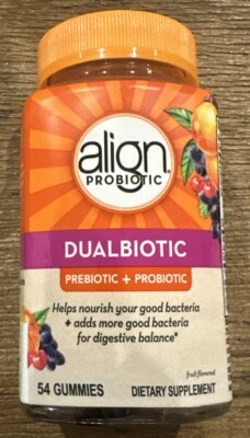 Align Dualbiotic, Prebiotic + Probiotic Gummies, 54 Gummies, Exp 8/2024 or Later