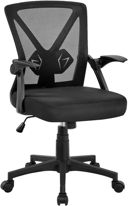 Work Desk Chair Swivel Computer Mesh Chair With Flip-up Arms A