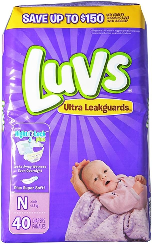 Luvs Newborn Ultra Leakguards Diapers, 40 Count