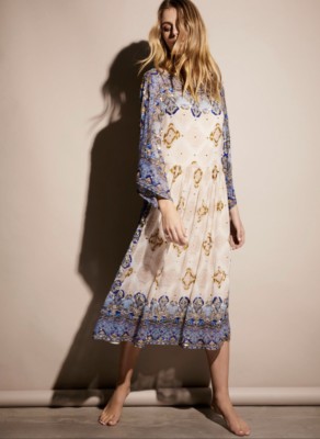 Платье Free People One Day Special Edition, сине-коричневое, шифоновое, с глубоким вырезом на спине, S, НОВИНКА