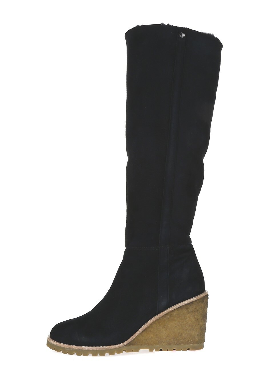 Women's COACH Keely 228780 Black Genuine Shearling Lined Wedge Boots Size 5 B