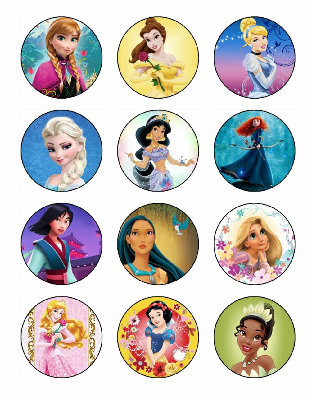 Disney Princess Cupcake Toppers Edible Wafer Paper Birthday Cake Decorations 24 | eBay for Free Disney Princess Cupcake Toppers Printables