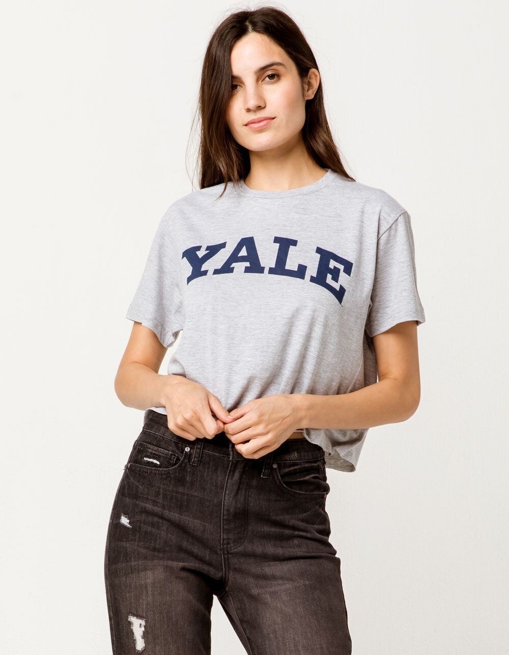 ☆YALE☆ Women's Preppy Bulldogs Short Sleeve T-Shirt Charco ☆YALE☆ Women's Preppy Bulldogs Short Sleeve T-Shirt Charco