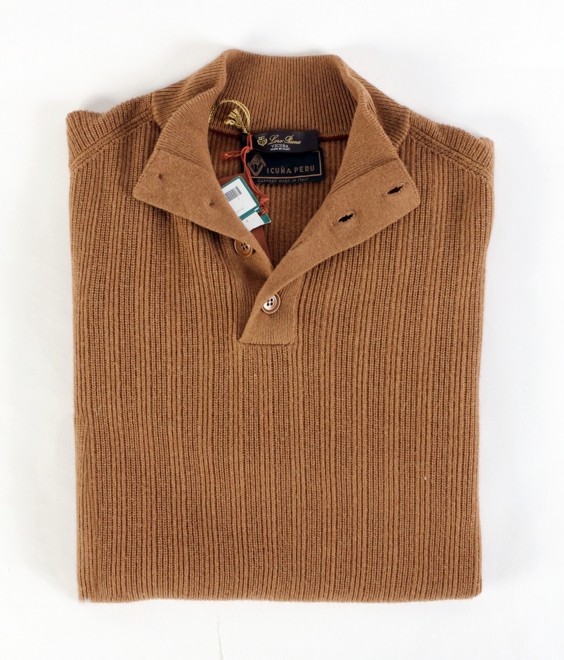 Loro Piana Vicuna Rib Knit Sweater - 56 2XL - New w/ Tags