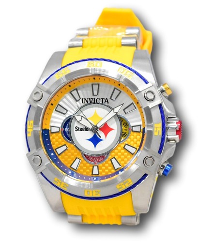 Pre-owned Invicta Nfl Pittsburgh Steelers Men's 52mm Carbon Fiber Chronograph Watch 41965