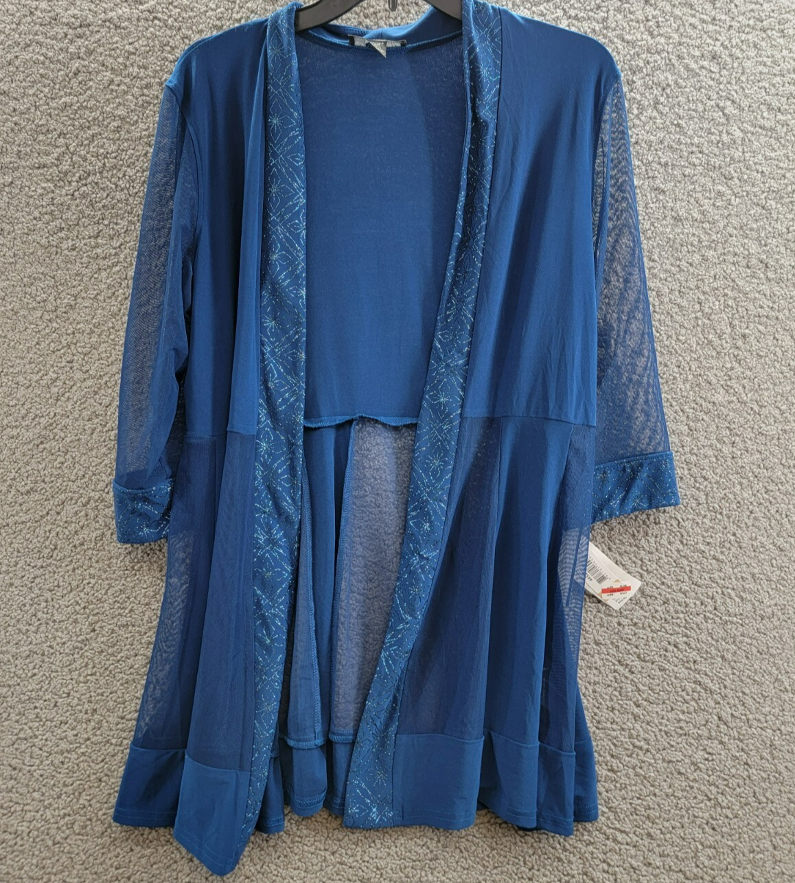 R & M Richards Petite Embellished Dress Jacket Women's 12P Peacock 3/4 Sleeve - Picture 2 of 16