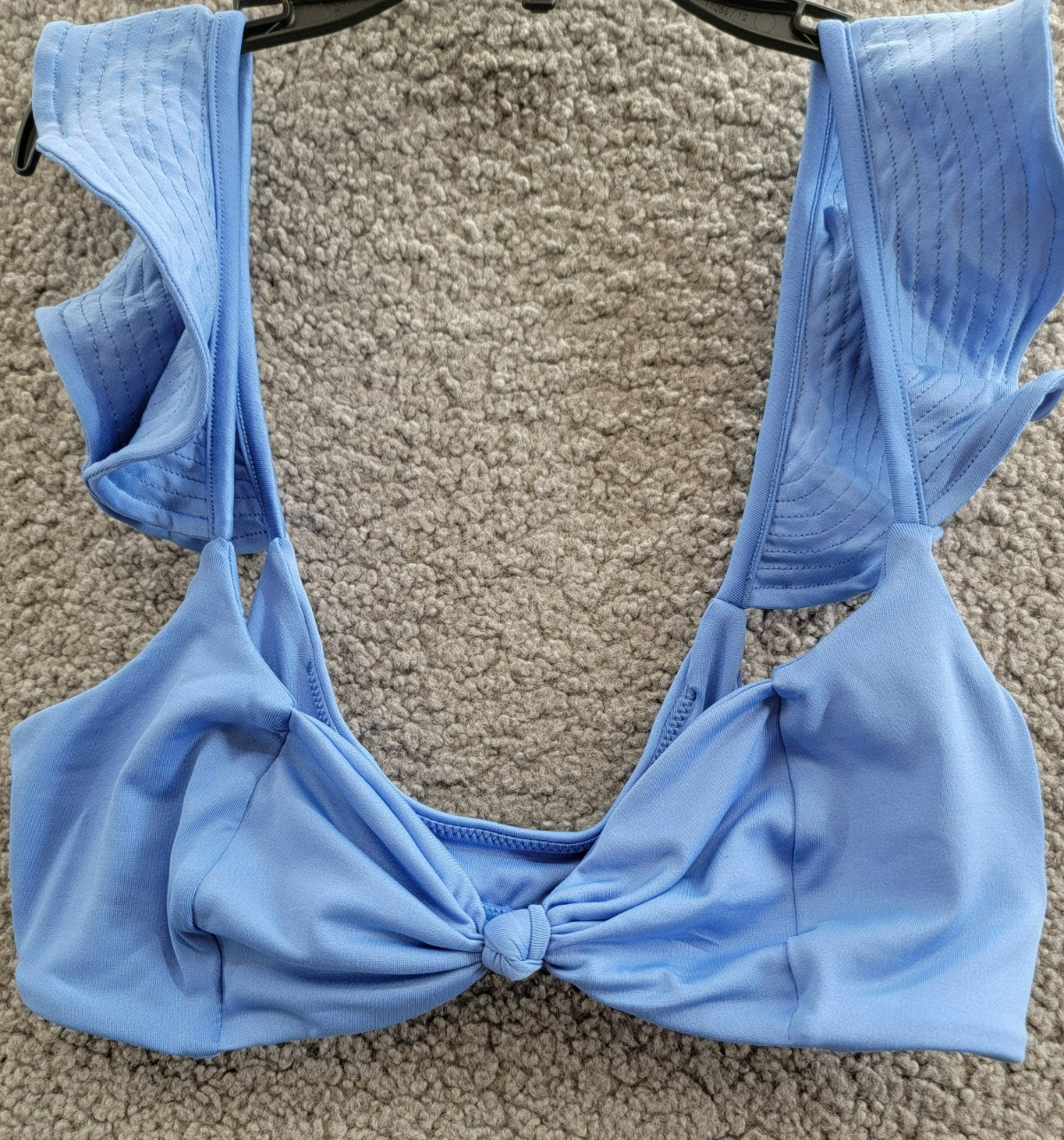 Peixoto Amara Bikini Top Women's S Lazuli Blue Knot Front Ruffle Sleeve Pullover - Picture 4 of 15