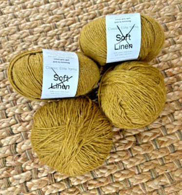Classic Elite Soft Linen Yarn/baby alpaca/wool/linen Seagrass 4 skeins NEW