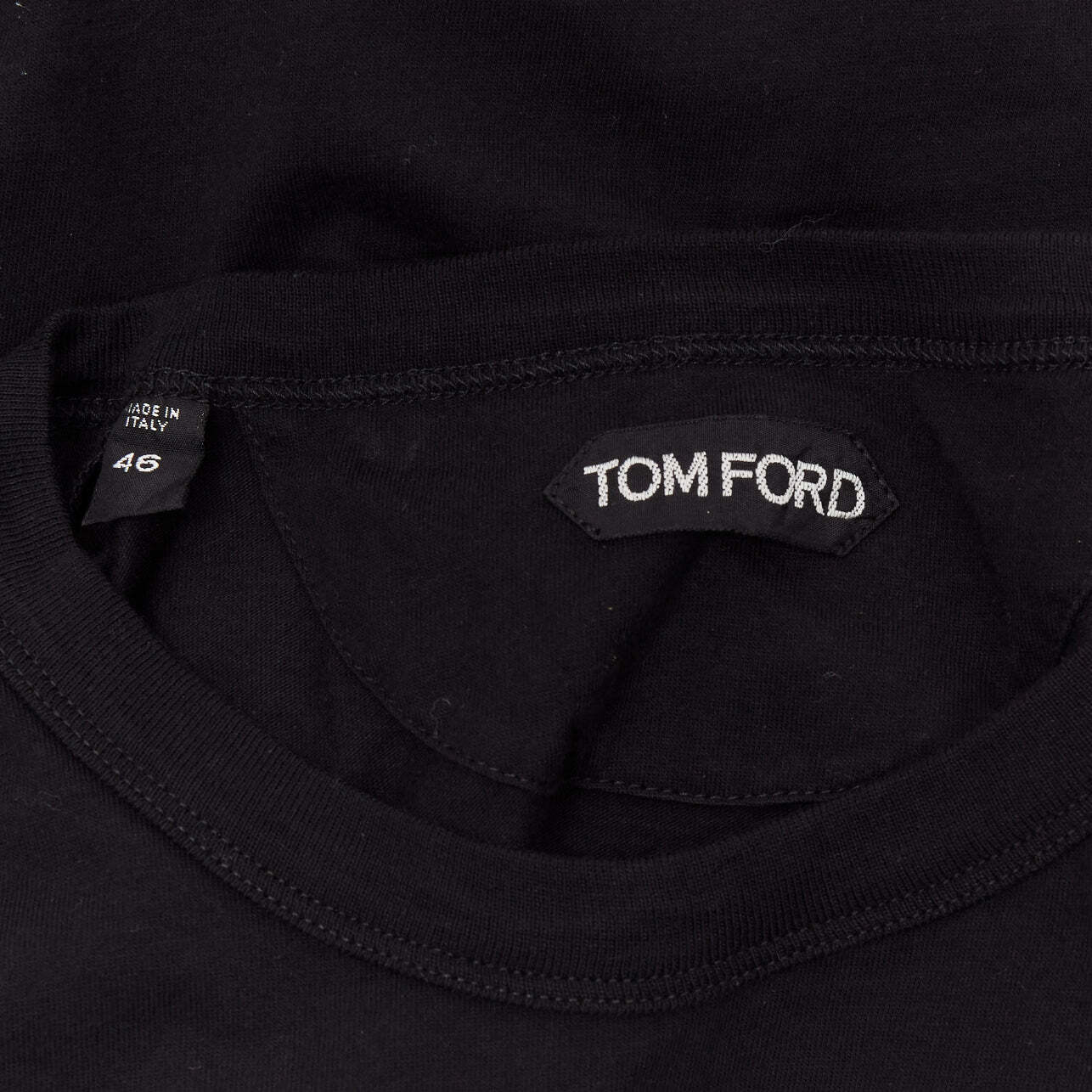 TOM FORD black TF logo embroidered pocketed round neck