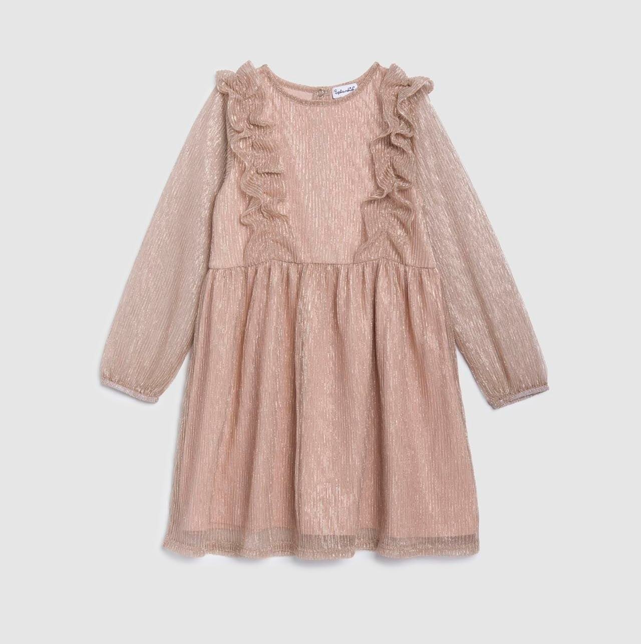 Splendid Glitzy Pleated Tulle Dress Little Girls 2T Champagne Snap Closure - Picture 1 of 17