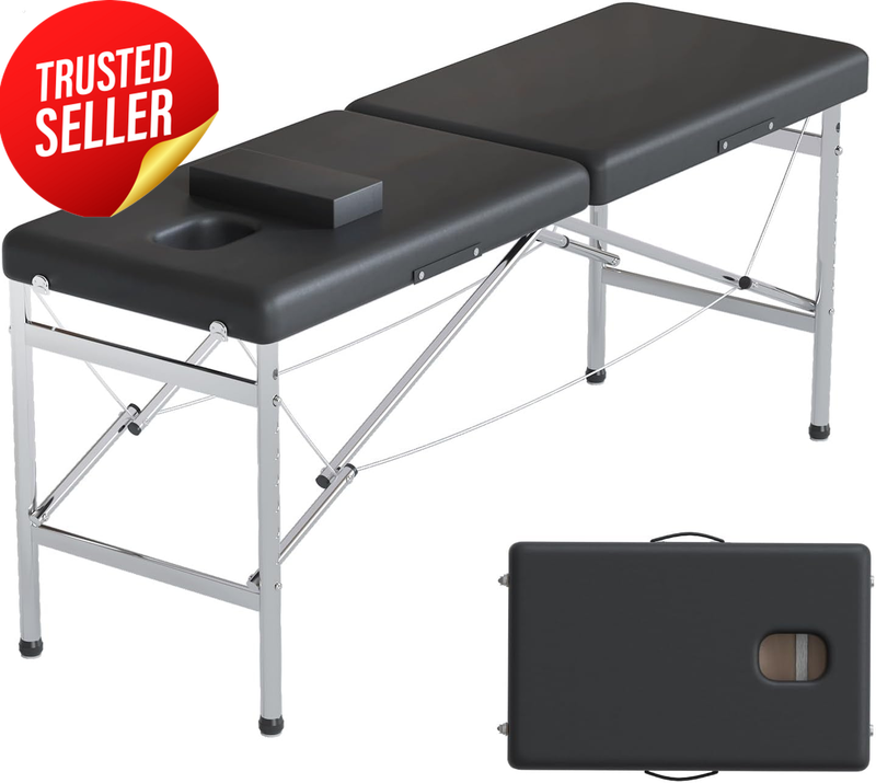 Portable 2-Fold Beauty Bed Adjustable Backrest Legrest